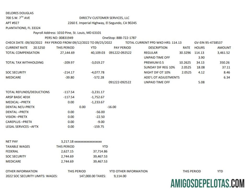 Delores Douglas contracheque baixar para verificação